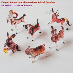 Glass Mouse Dog Hippo Horse Goat Figurine Amber Miniature Hand Blown No.16