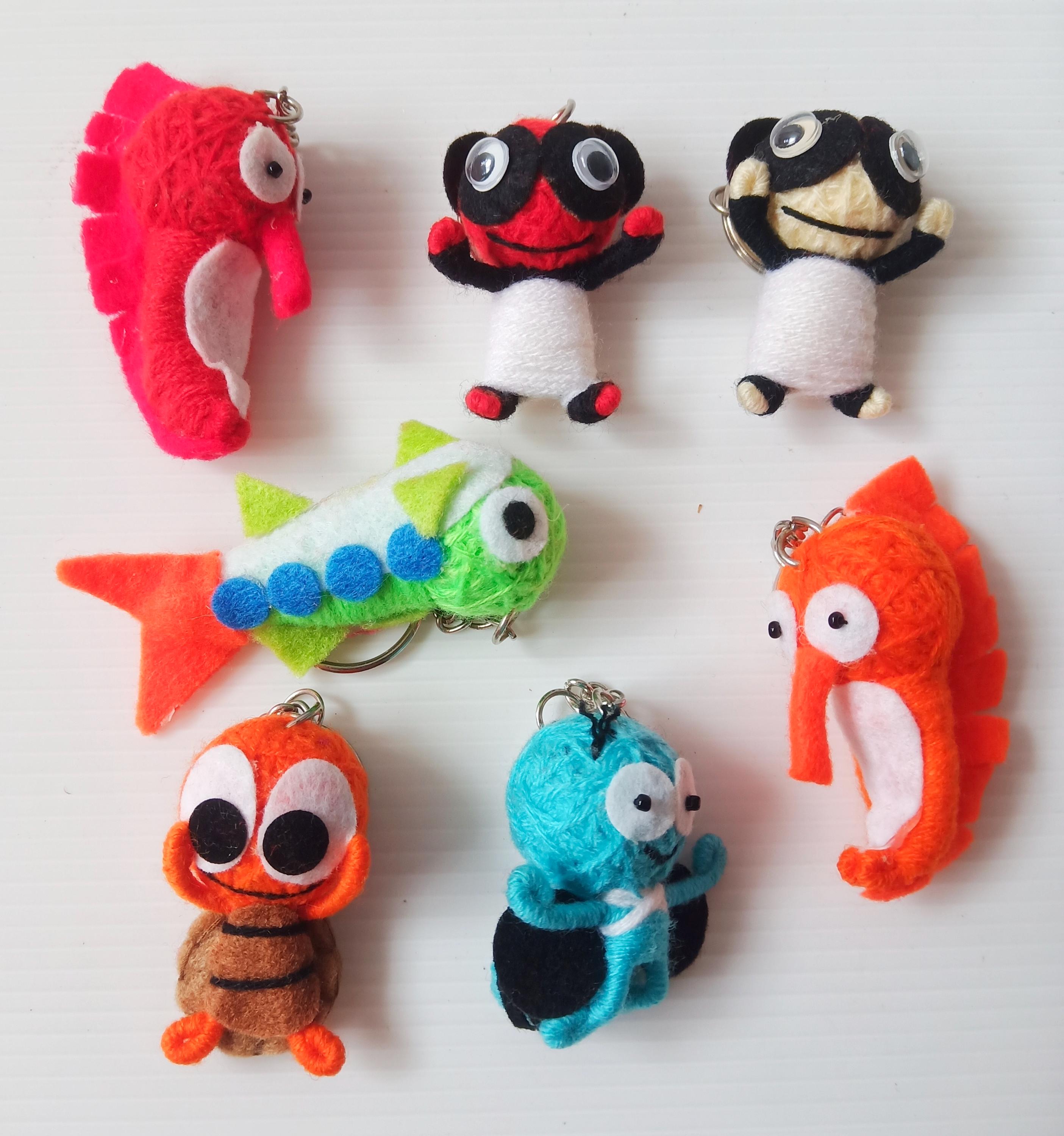 Handmade Voodoo String Doll Keychain - Panda Seahorse & Sea Life
