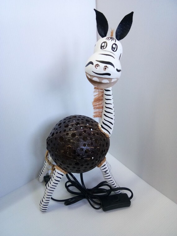 Table Lamp Bedside Desk Decor Frog Thai Handmade Coconut Shell Wood Free Ship