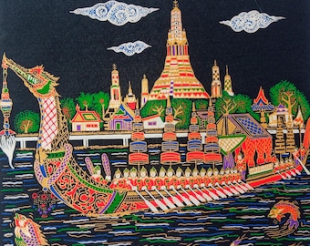 Exquisite Thai Art Prints on Cloth No.3 - Hanuman and Ramayana Art for Your Collection