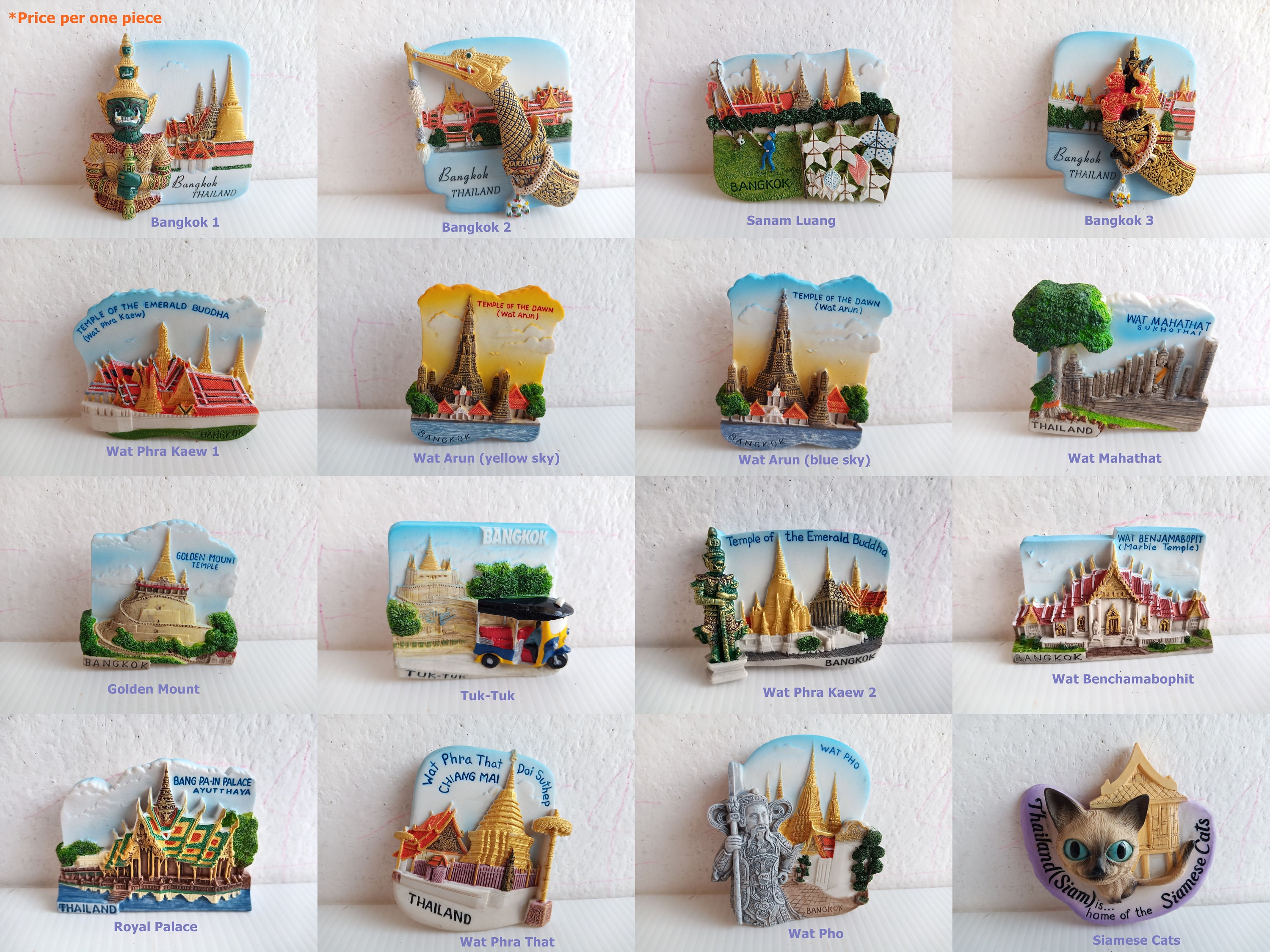 Manポップアップバンコクグッズ Thailand Travel Magnet: Hand-painted Resin Landmark Model #2-2 - Etsy