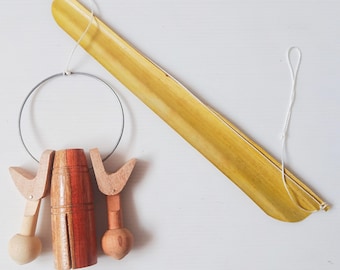 Handgemaakte koeienbel windgong mobiel: houten terrasdecor