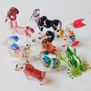 吹きガラスの動物の置物：手作りのコレクターアート No.24-2