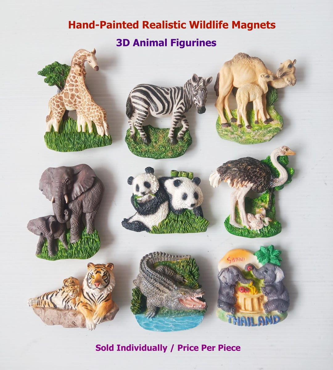 Safari Animal Fridge Magnet Panda Giraffe Elephant Tiger Zebra