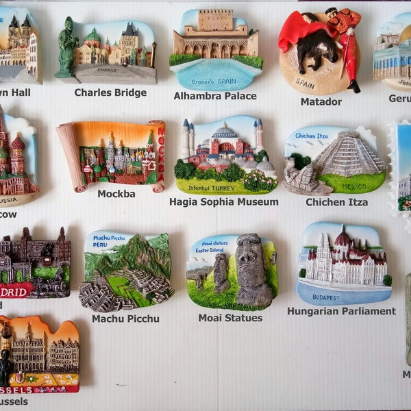 Prague, Spain, Isarael, Russia, Turkey, Mexico, Chile, Hungary, Belgium Landmark Souvenir Magnet Collection Gift for Refrigerator #2