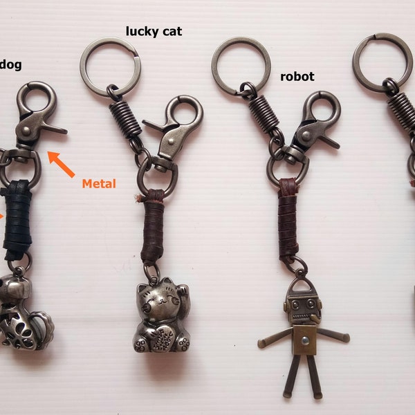 Retro Alloy Leather Keychain Women Fashion Animal Model KeyRing Purse Handbag Charm Accessories A5