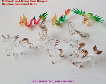 Glass Naga Dragon Unicorn Figurine Mythical Miniature Hand Blown Art No.20
