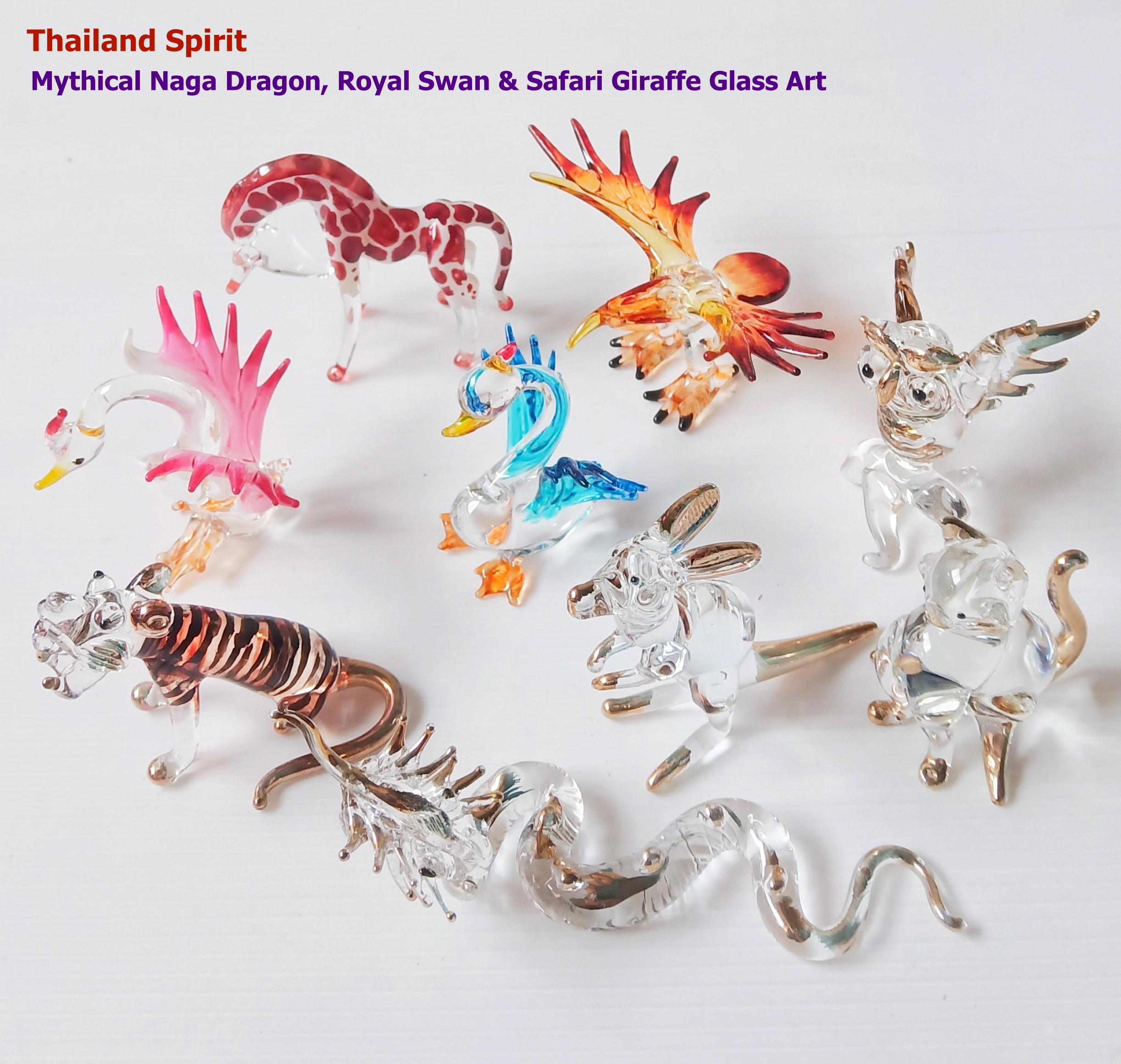 SPLENDID GOD GIRAFFE 秀人 アクスタ 8個セット オマケ付き Glass Naga Swan Giraffe Eagle Owl Kangaroo Figurine Hand Blown Art