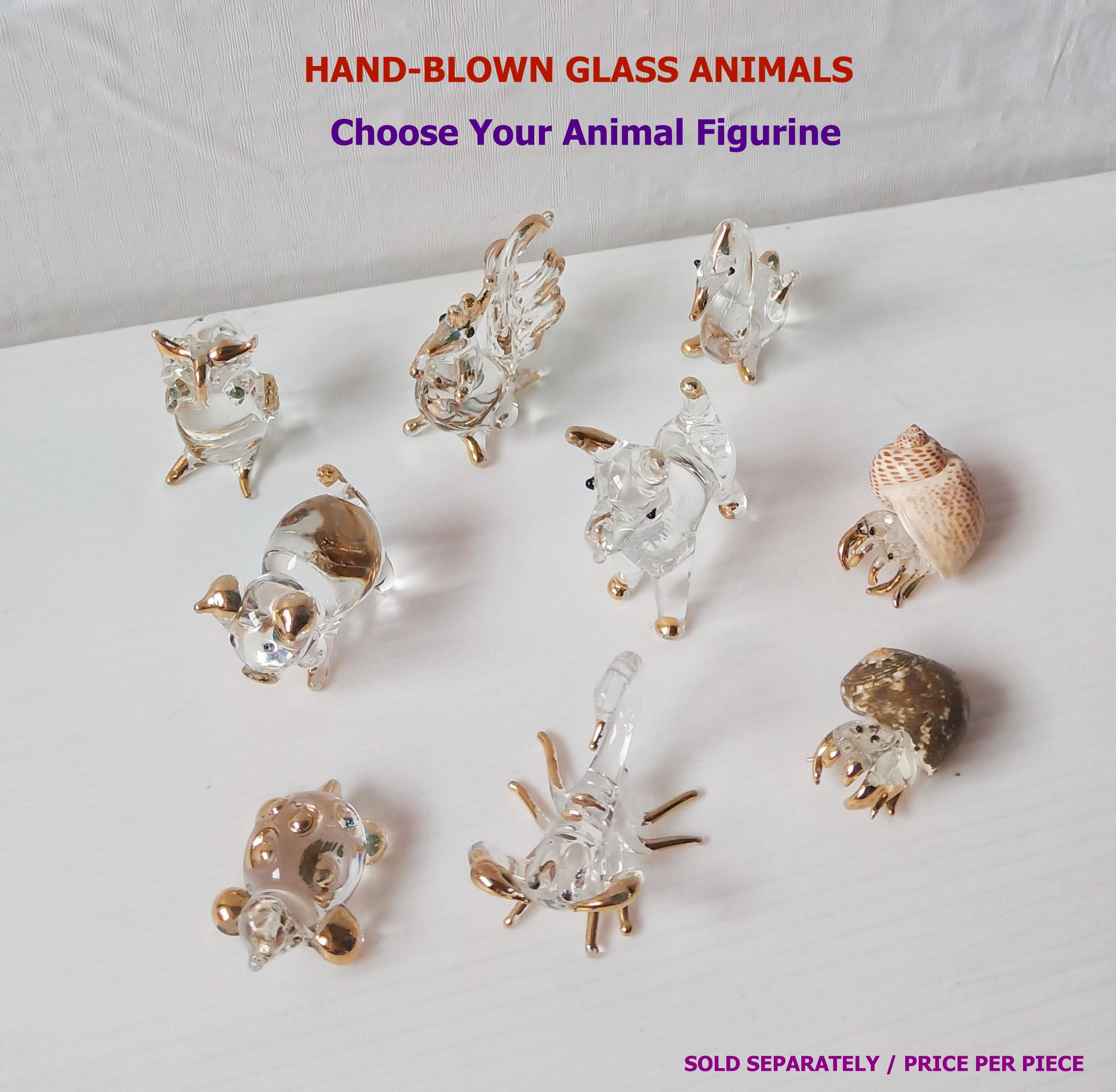 Glass Hermit Crab Shell Swan Owl Scorpion Turtle Figurine Hand