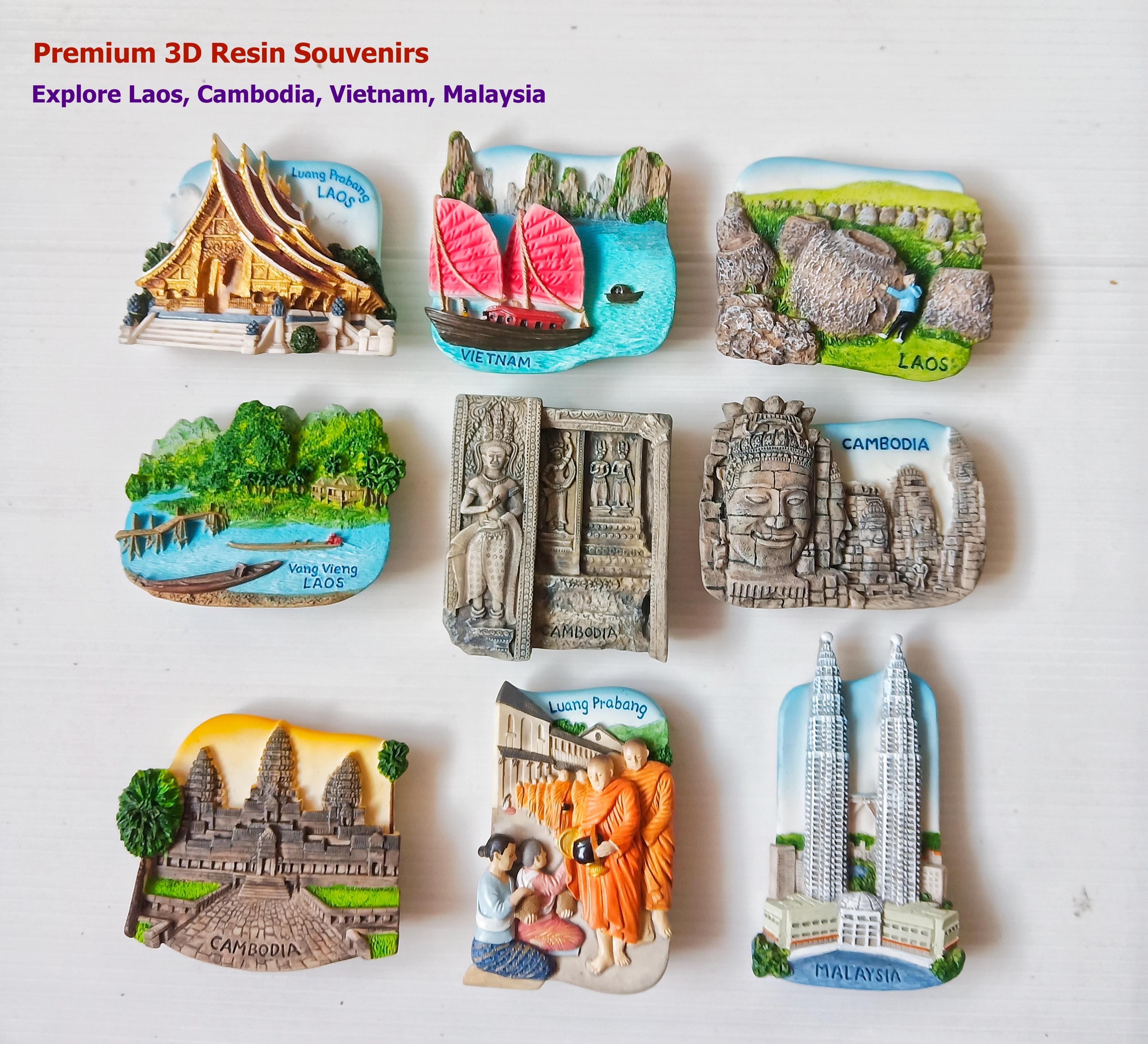 Laos Cambodia Vietnam Malaysia Landmark Souvenir Magnet Collection