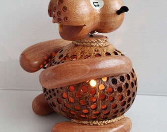 Hippo Haven: Handmade Coconut Shell Table Lamp