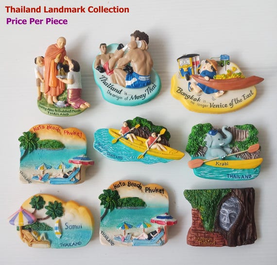 Thailand Travel Magnet: Hand-painted Resin Fridge Model #3 - Etsy