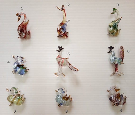 Swan Blowing Glass Miniature Animal Handmade Figurine Fancy Collectible Decor 2