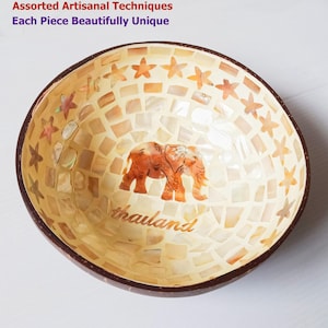 Artisanal Coconut Shell Bowl Assorted Techniques Unique Beauty Eco-Friendly Decor Gift #2