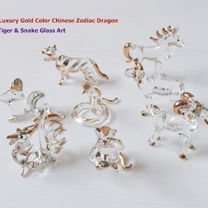 Glass Zodiac Animal Figurine Rat Ox Tiger Dragon Snake Horse Goat Monkey No.36-1