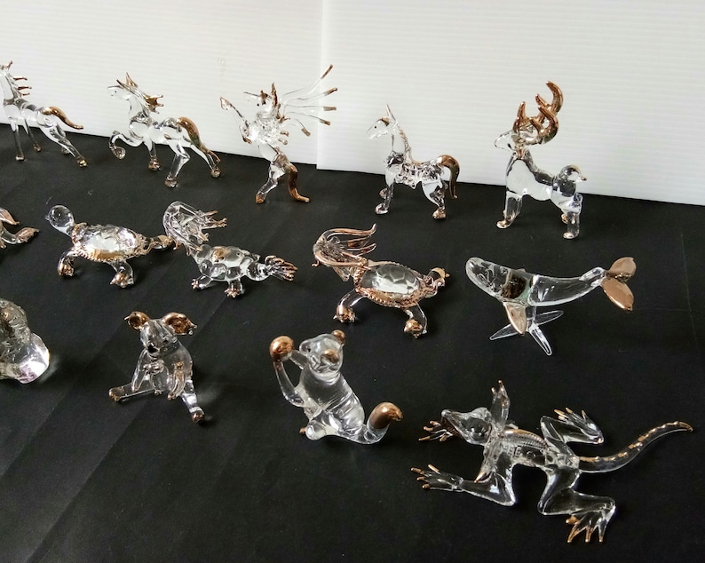 Blown Glass Animals Sculpture Miniature Figurines Statue Etsy