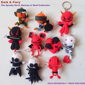 Handmade Voodoo String Doll Keychain - Devil Mummy & Skull #7