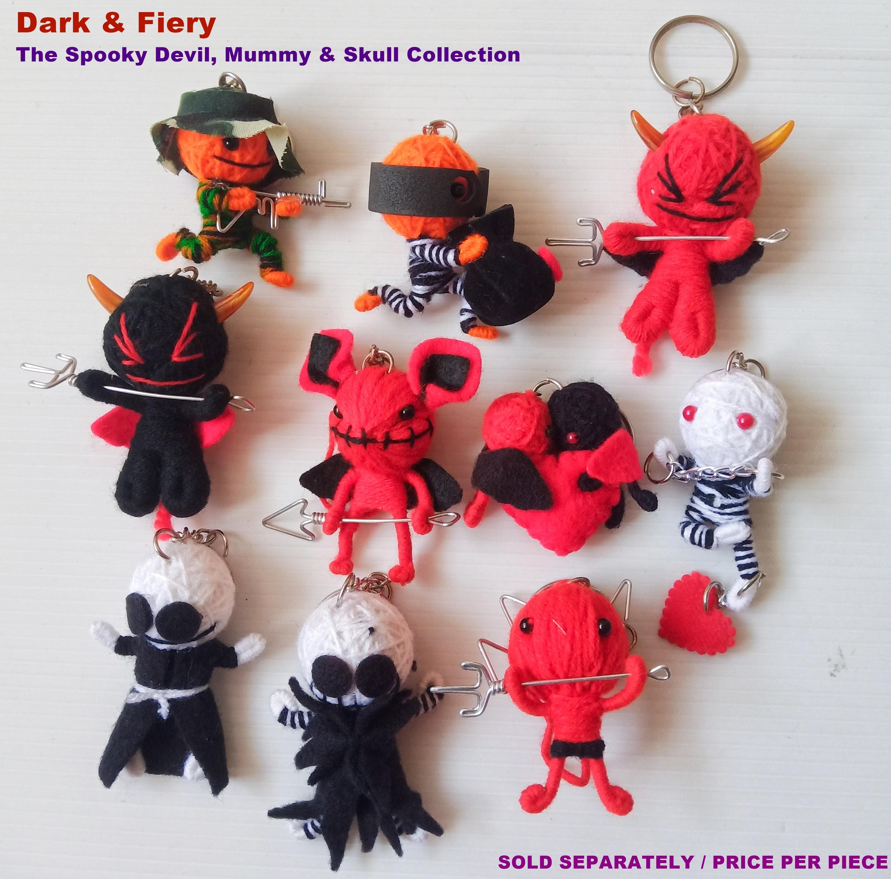 Handmade Voodoo String Doll Keychain - Devil Mummy & Skull #7