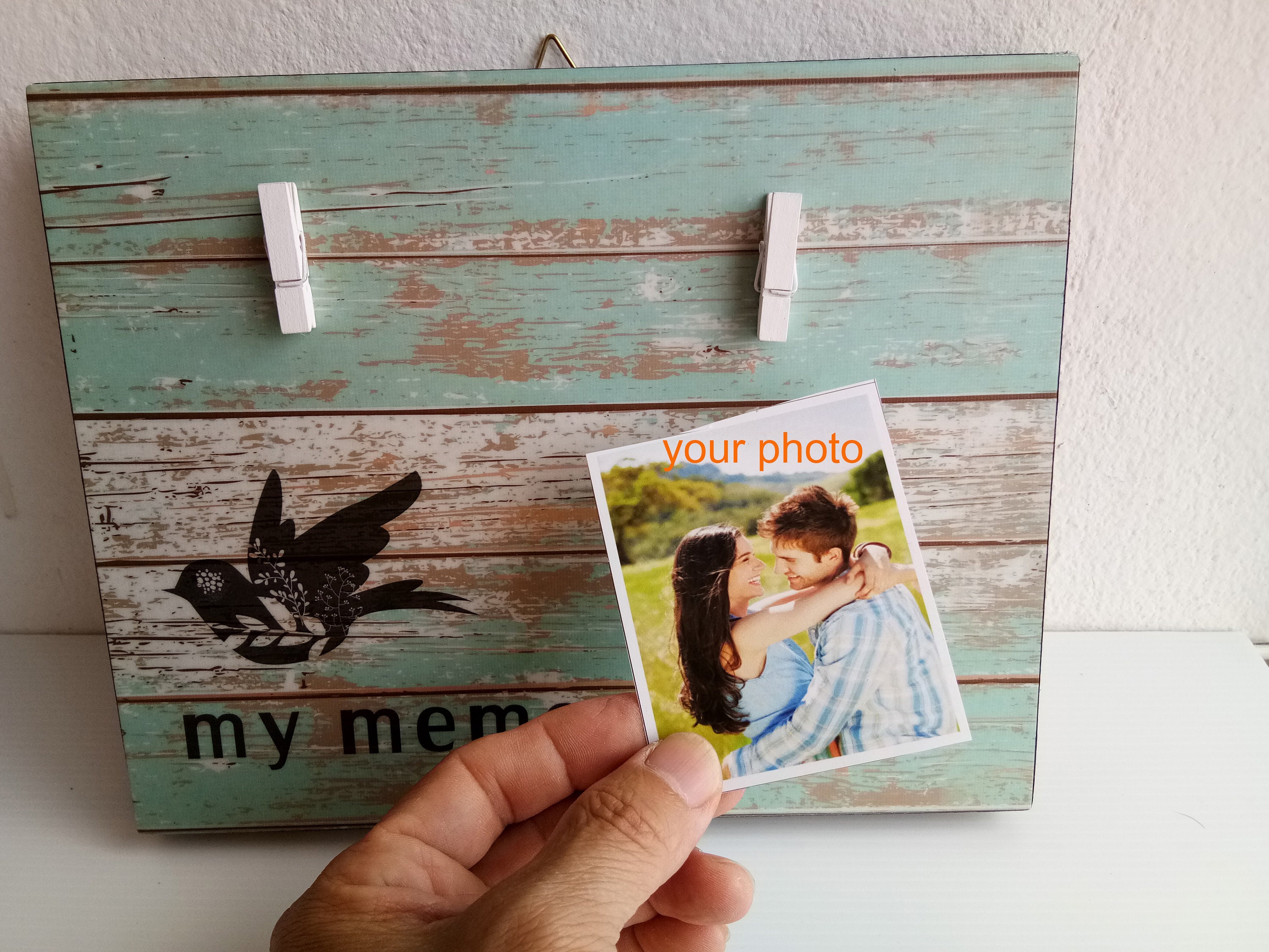 Photo Board Wood Picture Frames Wall Hanging Retro Vintage Art Etsy