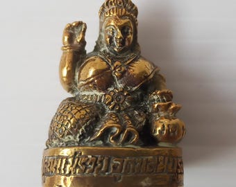 Brass Art Amulet Miniature Buddha Nang Kwak Kuman Thong Hanuman Frog Statue Figurine #2