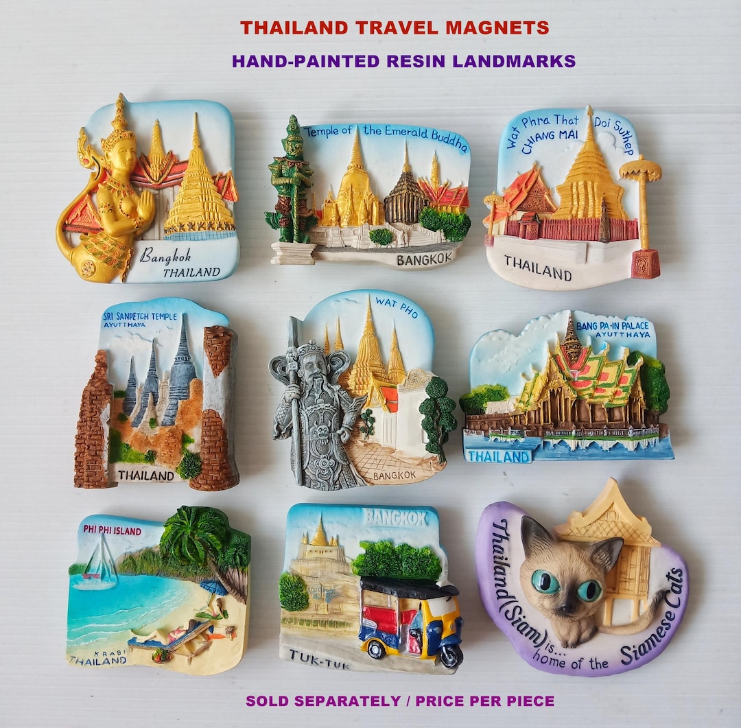 Thailand Travel Magnet: Hand-Painted Resin Landmark Model #2-2