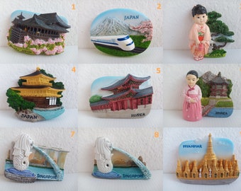 Japan Korea Singapore Myanmar Landmark Souvenir Magnet Collection Gift for Refrigerator