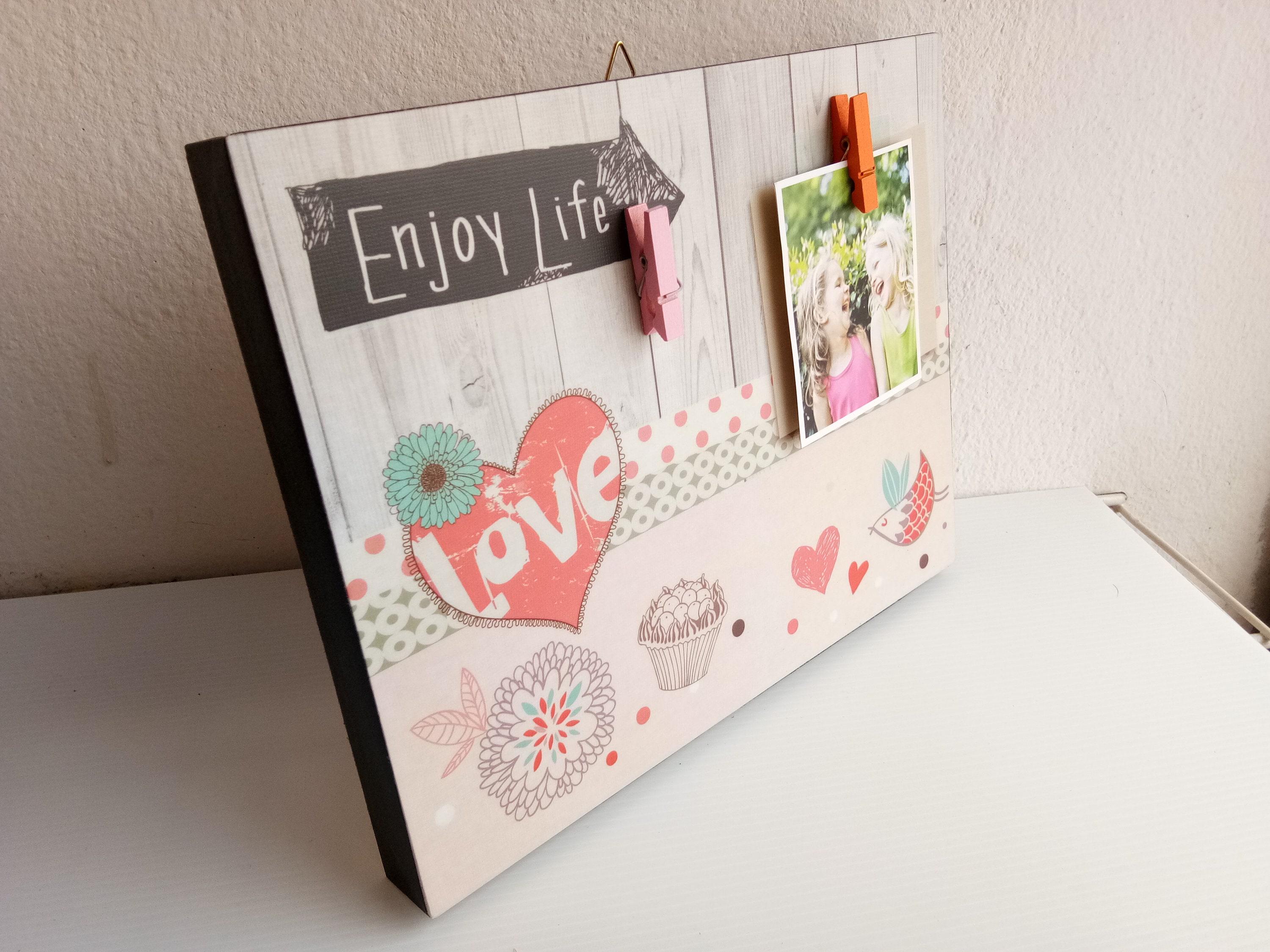 Photo board Wood Picture Frames Wall Hanging Retro Vintage Art Etsy