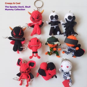 Handmade Voodoo String Doll Keychain - Devil Mummy & Skull #7
