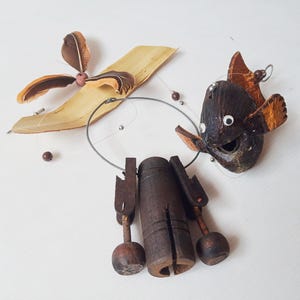 Handmade Fish Wind Chime Cow Bell Coconut Shell Rustic Hanging Decor Boho Garden Gift