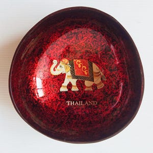 Ręcznie malowana miska z łupiny kokosa, ekologiczny, rzemieślniczy prezent do domu nr 2