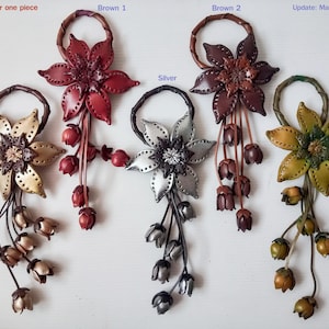 Chaveiro de couro genuíno artesanal feminino moda flor chaveiro bolsa bolsa charme acessórios n.º 10-2-2