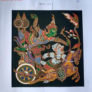 Exquisite Thai Art Prints on Cloth No.N-1 Hanuman and Ramayana Art for Your Collection