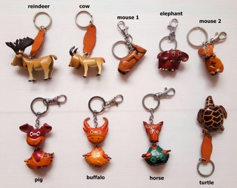 Leather Keychain Women Fashion Animal Model KeyRing Purse Handbag Charm Accessories A4