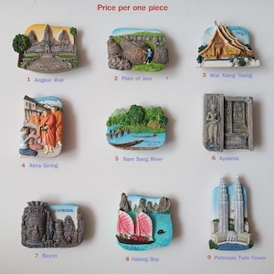 Laos Cambodia Vietnam Malaysia Landmark Souvenir Magnet Collection Gift for Refrigerator