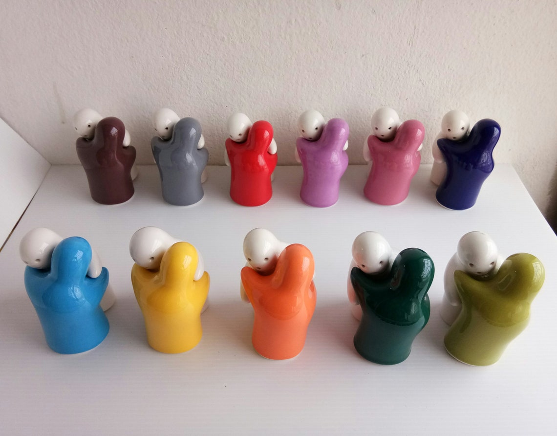 Salt Pepper Shakers Hug Couple Home Kitchen Wedding Gift Home Etsy