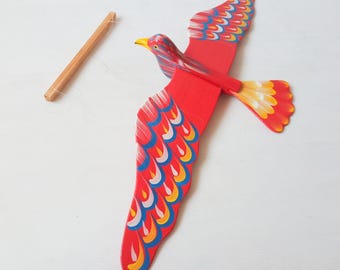 Wooden Duck Wind Spinner | Wood Bird Mobile | Hanging Whirligig - Etsy