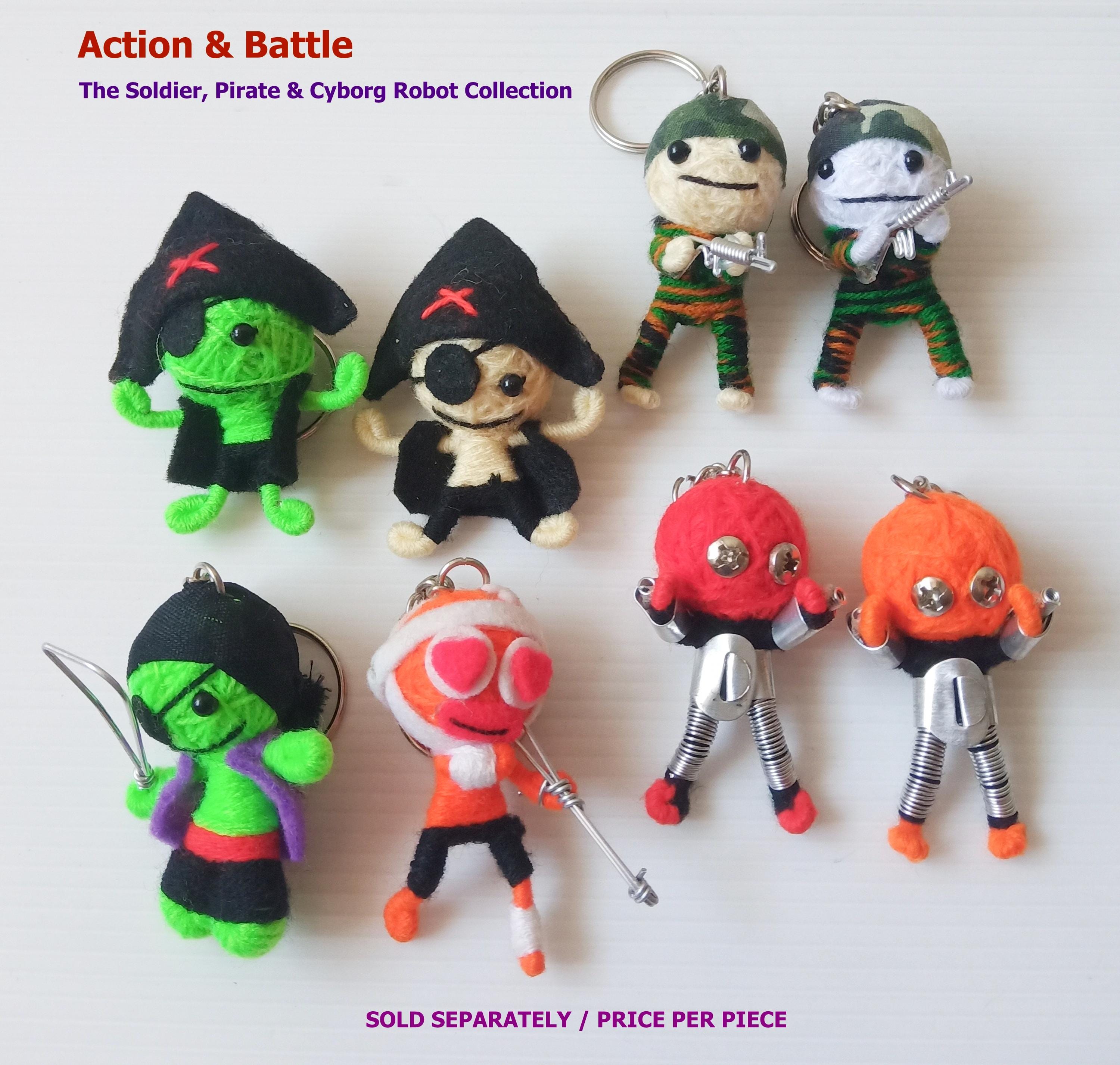 Handmade Voodoo String Doll Keychain - Unique Soldier & Pirate
