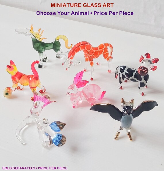 Glass Animal Figurine Bat Cat Giraffe Horse Rabbit Cow Bird Art No