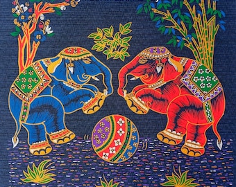 Thai Mythical Creatures Art Print: Vibrant Screen Printed Cloth No.10