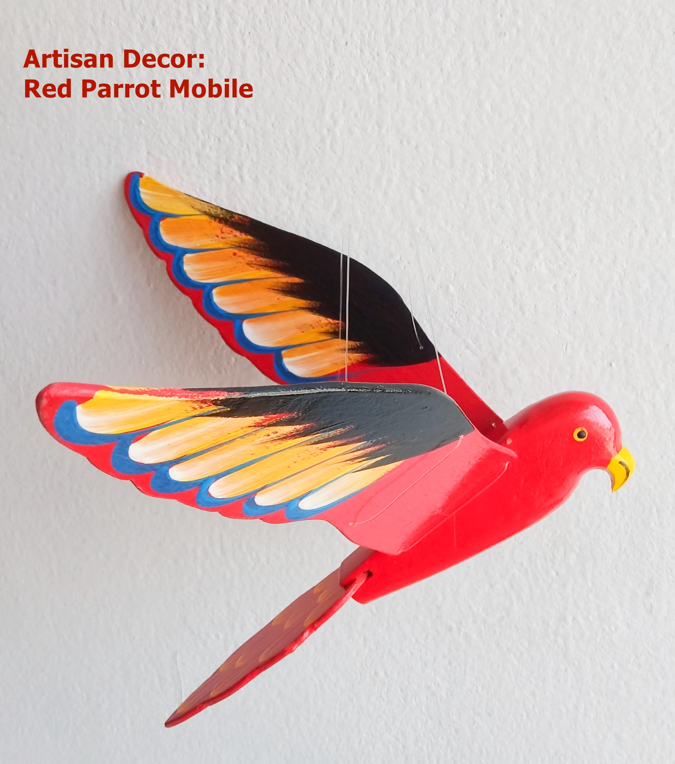 Artisan Handcrafted Parrot Wooden Mobile Dynamic Flying Bird