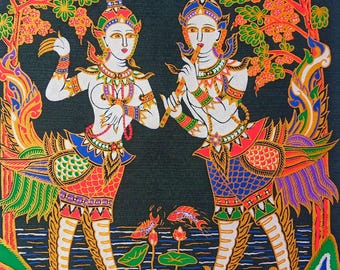 Thai Art Print on Cloth: Handcrafted Screen Print, Traditional Design No.8