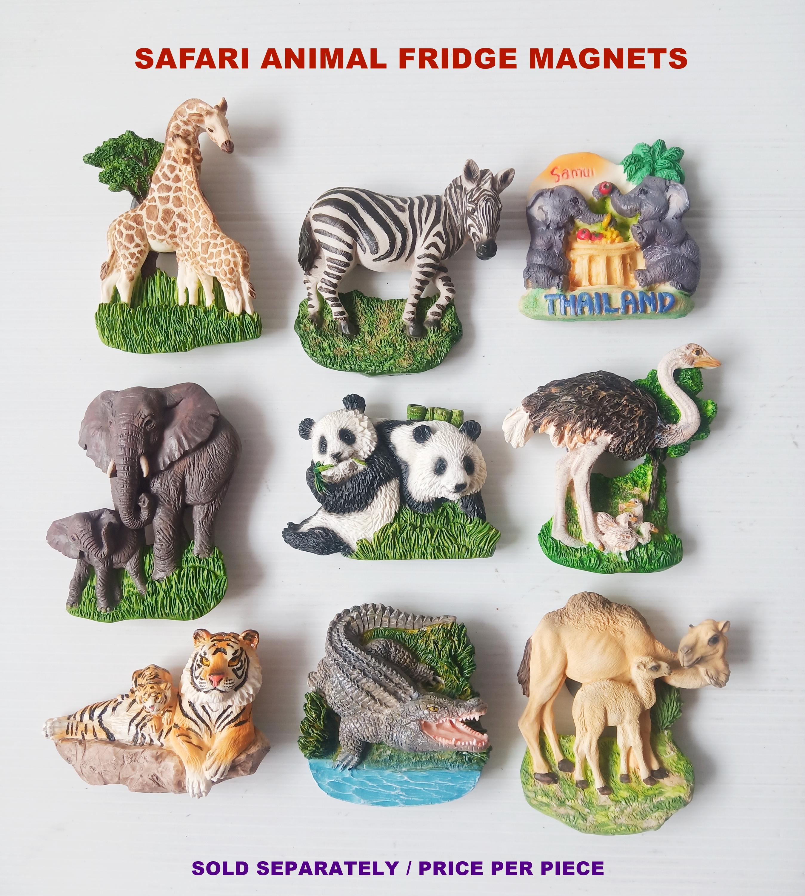 レプリカ　置物 Safari Animal Fridge Magnet Panda Giraffe Elephant Tiger Zebra