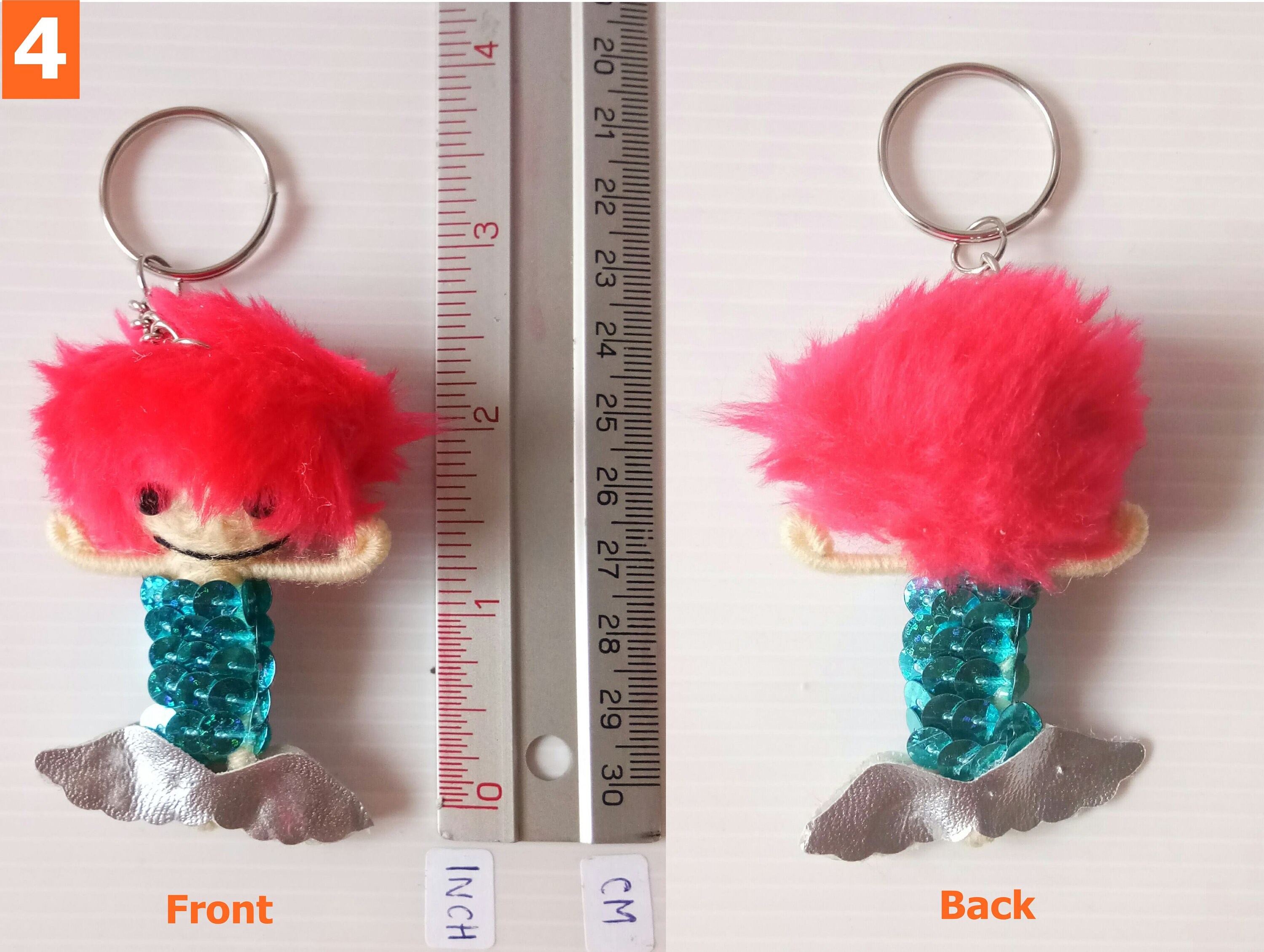 Shimmering Mermaid Voodoo Doll Keychain - Handmade Sequin Sea