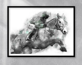 Horse Racing Art Print Bristol De Mai: Digital Sketch of a Racehorse (Framed or Unframed)