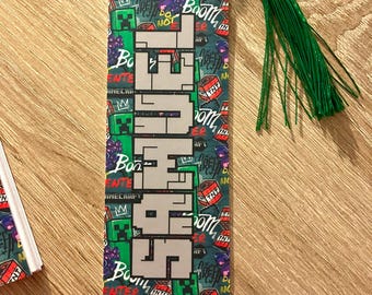Colourful MineCraft themed bookmark / Page Marker. Bookmarks for kids. Gift for Book lovers. Handmade Bookmark. Bookmark. Minecraft Gift