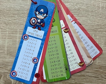Super cute Superhero Children’s Times table/ Multiplication Flash cards
