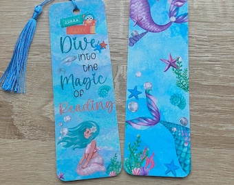 Colourful Mermaid themed bookmark set / Page Markers. Bookmarks for kids. Gift for Book lovers. Handmade Bookmark. Mermaid bookmark