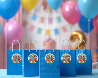 Personalised Themed Birthday Party bag stickers, Various designs inspired-birthday stickers, sweet cone party stickers, round stickers