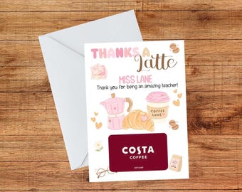Personalised Teacher Gift card holder. Schools out. Teacher gift. Thanks a latte. End of year teacher gift