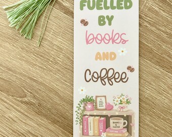 Fuelled by coffee bookmark / Coffee & Chill bookmark / Page Marker / Bookmarks for Adults /Gift for Book lovers / Handmade Bookmark.